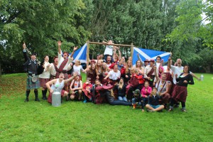 Schotse doedelzakspeler op teambuilding highland games